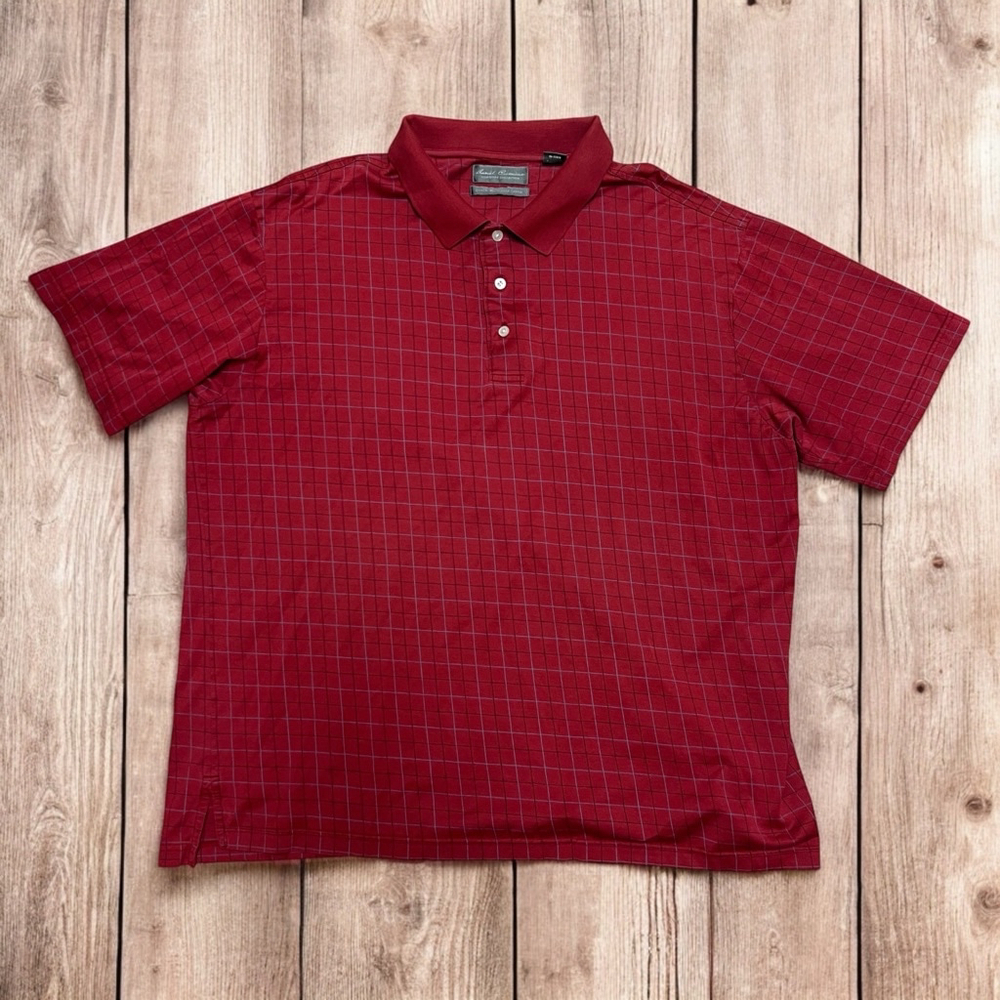Daniel Cremieux XL Polo Shirt Red Check Double Mercerized Cotton Golf Casual